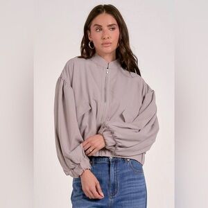 Elan Gray Bubble Sleeve Jacket